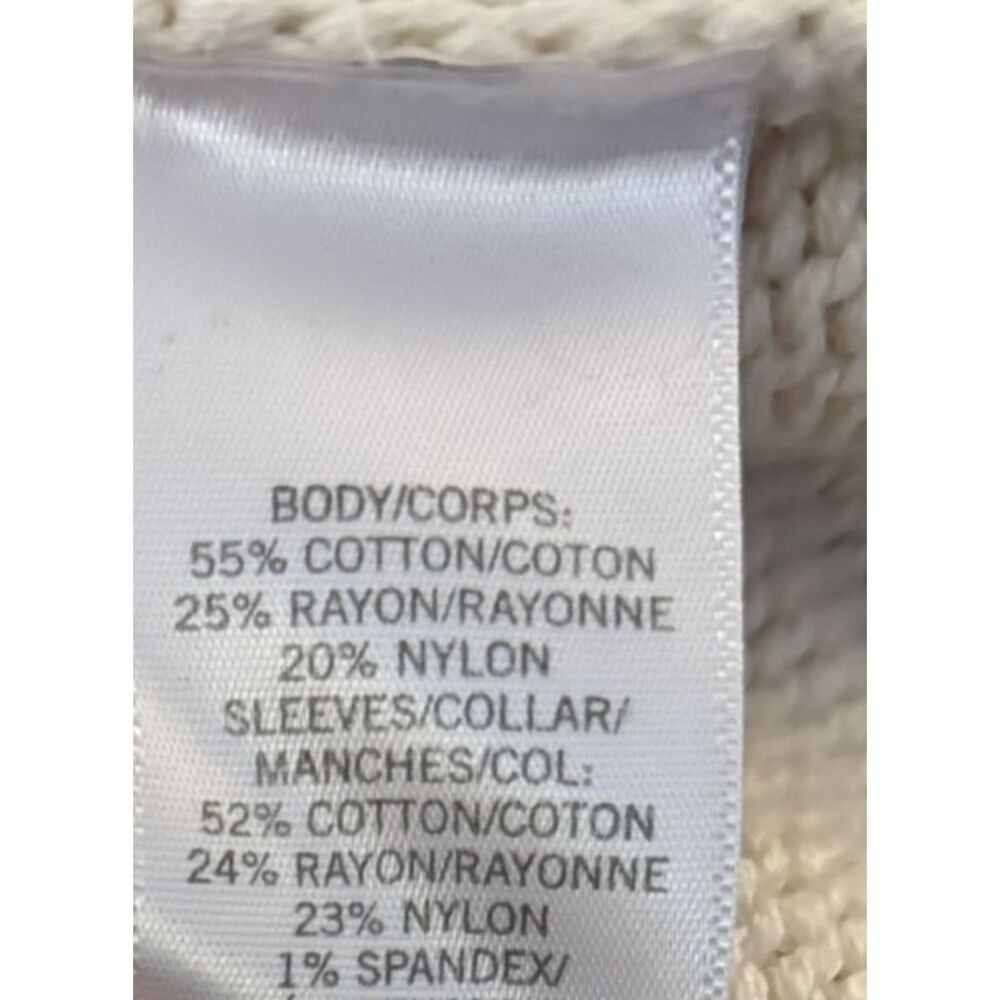 Banana Republic Factory Turtleneck Cableknit Sweater Side Buttons Cotton Blend L - Picture 6 of 6